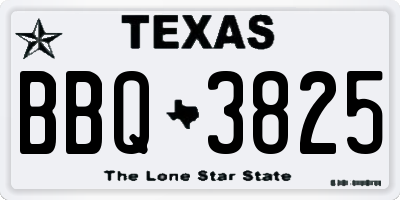 TX license plate BBQ3825
