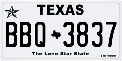 TX license plate BBQ3837