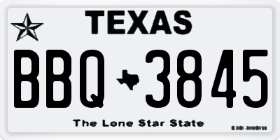 TX license plate BBQ3845