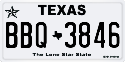 TX license plate BBQ3846