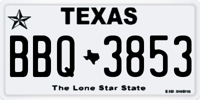 TX license plate BBQ3853