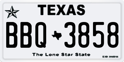 TX license plate BBQ3858