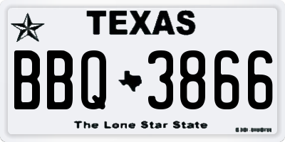 TX license plate BBQ3866