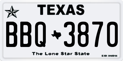 TX license plate BBQ3870