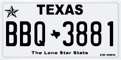 TX license plate BBQ3881