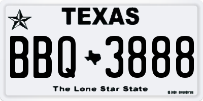 TX license plate BBQ3888