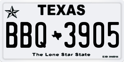 TX license plate BBQ3905