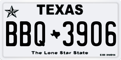 TX license plate BBQ3906