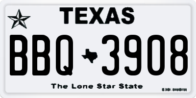 TX license plate BBQ3908