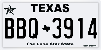 TX license plate BBQ3914