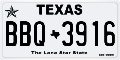 TX license plate BBQ3916