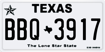 TX license plate BBQ3917