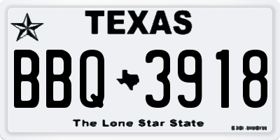 TX license plate BBQ3918