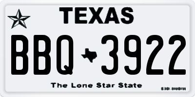 TX license plate BBQ3922