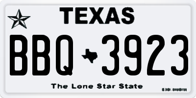 TX license plate BBQ3923