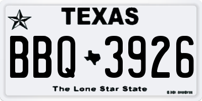 TX license plate BBQ3926