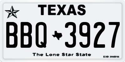 TX license plate BBQ3927