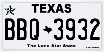 TX license plate BBQ3932