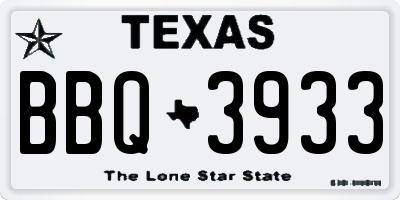 TX license plate BBQ3933