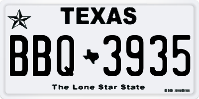 TX license plate BBQ3935