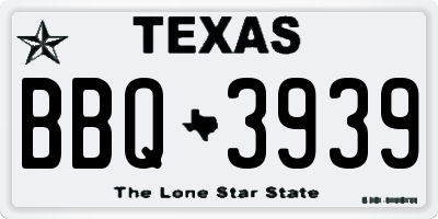 TX license plate BBQ3939