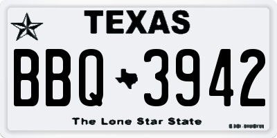 TX license plate BBQ3942
