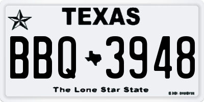 TX license plate BBQ3948