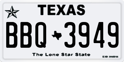 TX license plate BBQ3949