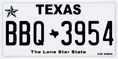 TX license plate BBQ3954