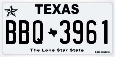 TX license plate BBQ3961