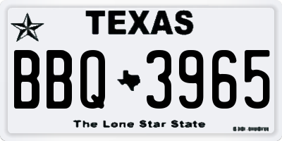 TX license plate BBQ3965