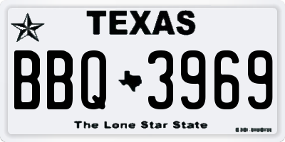 TX license plate BBQ3969