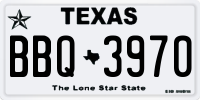 TX license plate BBQ3970