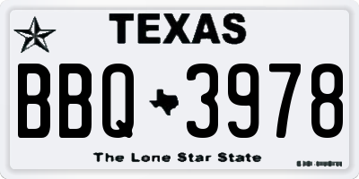 TX license plate BBQ3978