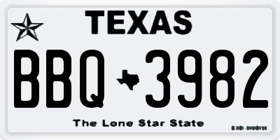 TX license plate BBQ3982