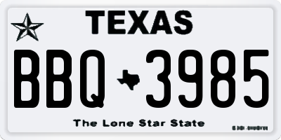 TX license plate BBQ3985