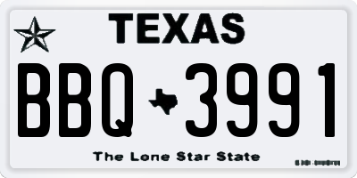 TX license plate BBQ3991