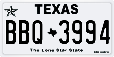 TX license plate BBQ3994