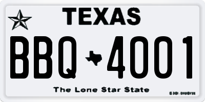 TX license plate BBQ4001