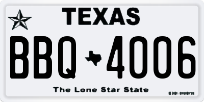 TX license plate BBQ4006