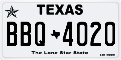 TX license plate BBQ4020