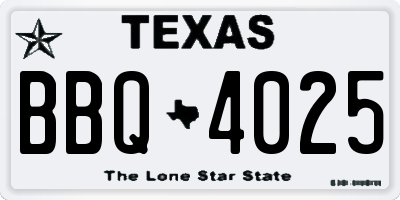 TX license plate BBQ4025