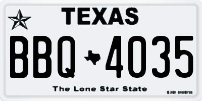 TX license plate BBQ4035