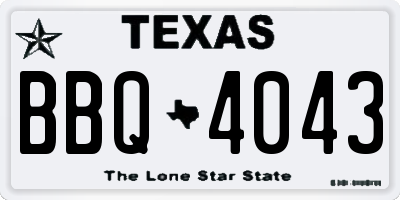 TX license plate BBQ4043
