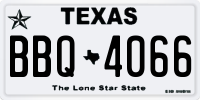 TX license plate BBQ4066