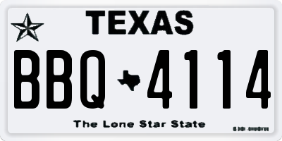 TX license plate BBQ4114