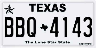 TX license plate BBQ4143