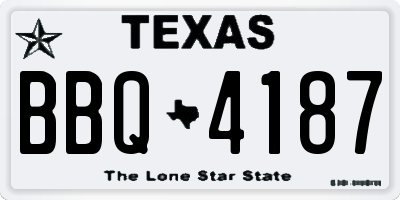 TX license plate BBQ4187