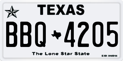 TX license plate BBQ4205
