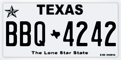 TX license plate BBQ4242
